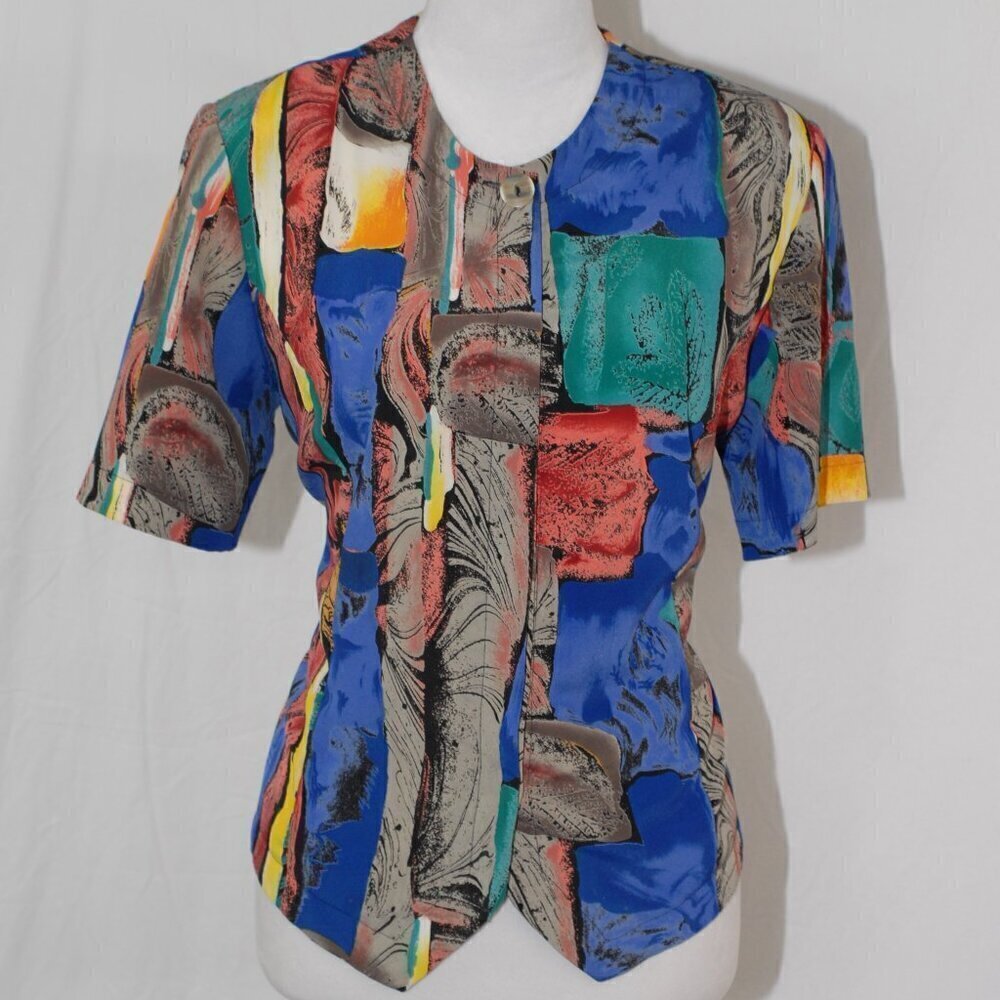 Bora Bora Abstract Polyester EUC Medium Top with Shoulder Pads Multicolored